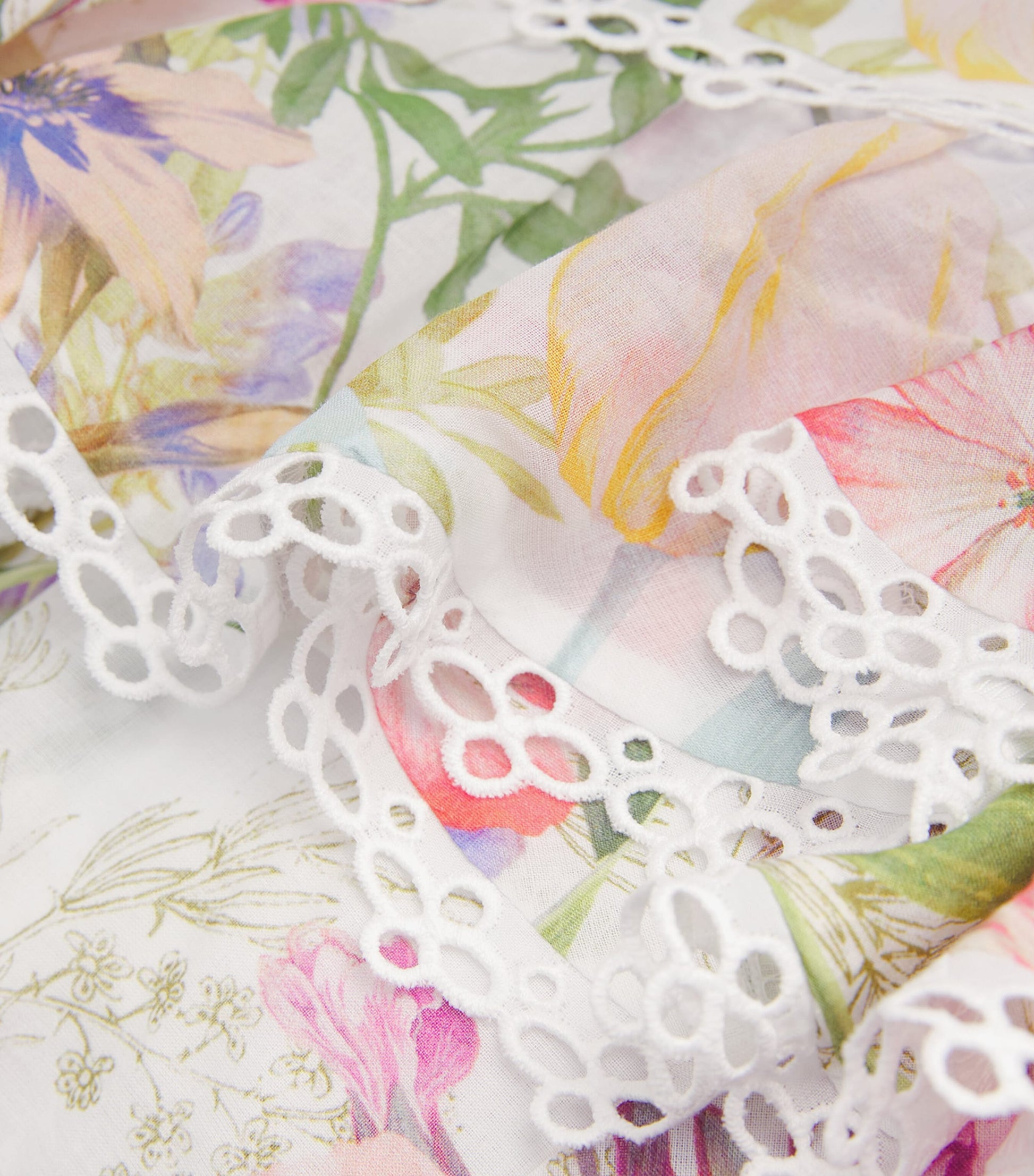 Ruffled Fera Mini Skirt WHITE BOTANICAL