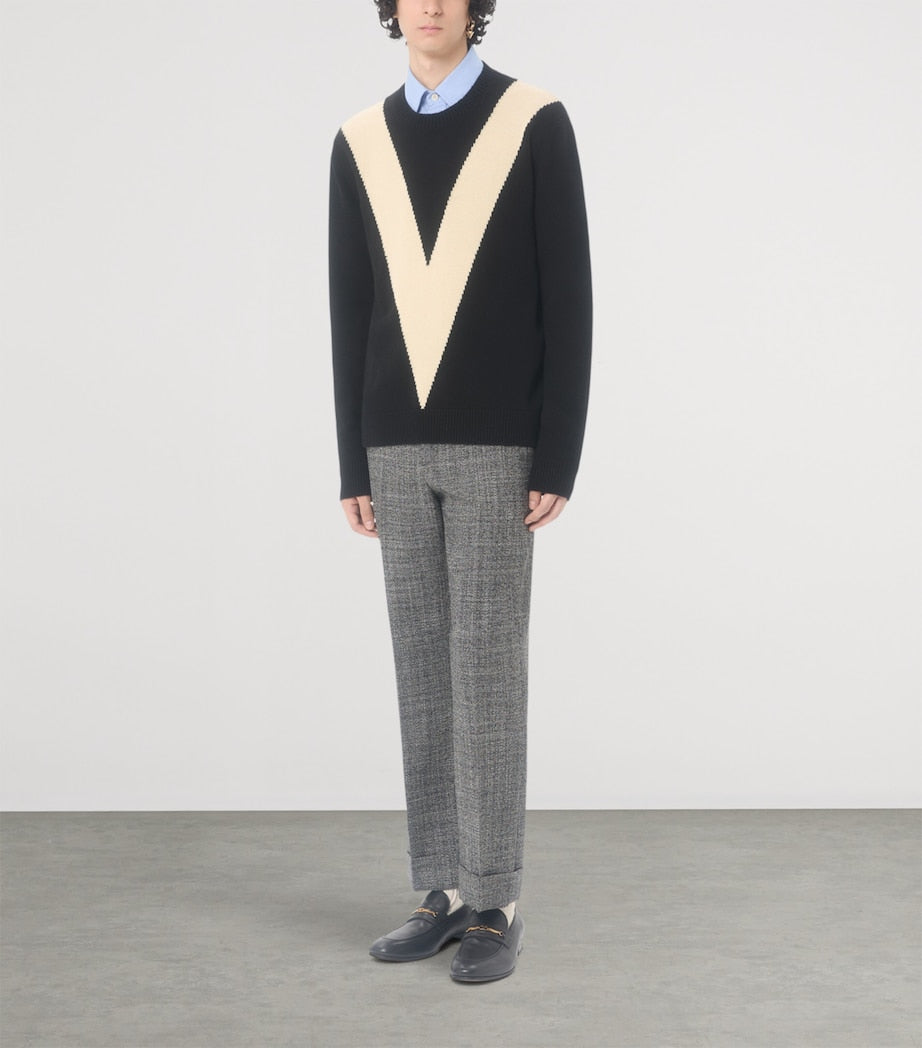 Valentino Garavani Black Virgin Wool V Logo Sweater