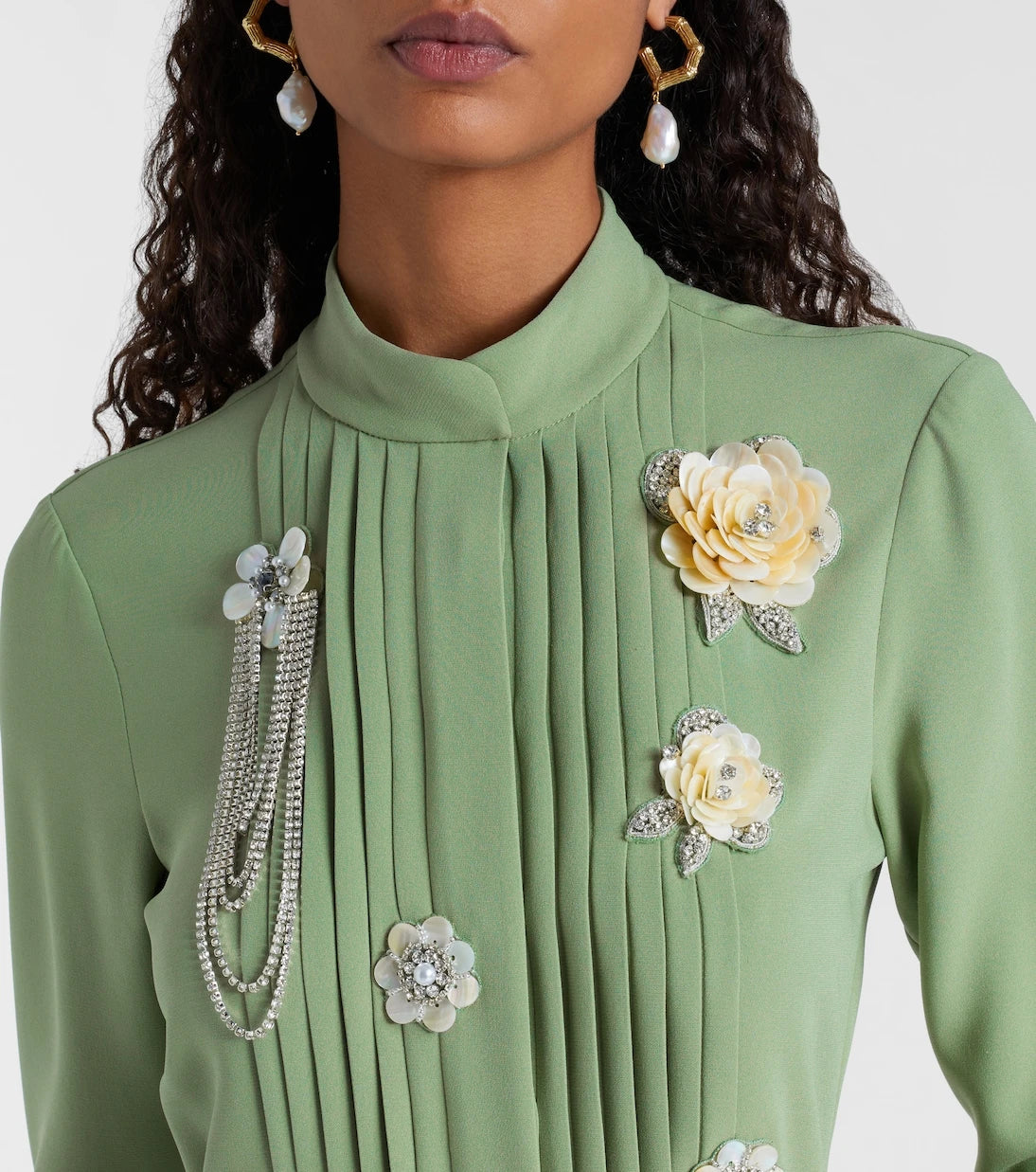 Oscar de la Renta - فستان سهرة من الكريب جورجيت الحريري المطرز