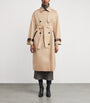 Beige Sheepskin-Trim Trench Coat