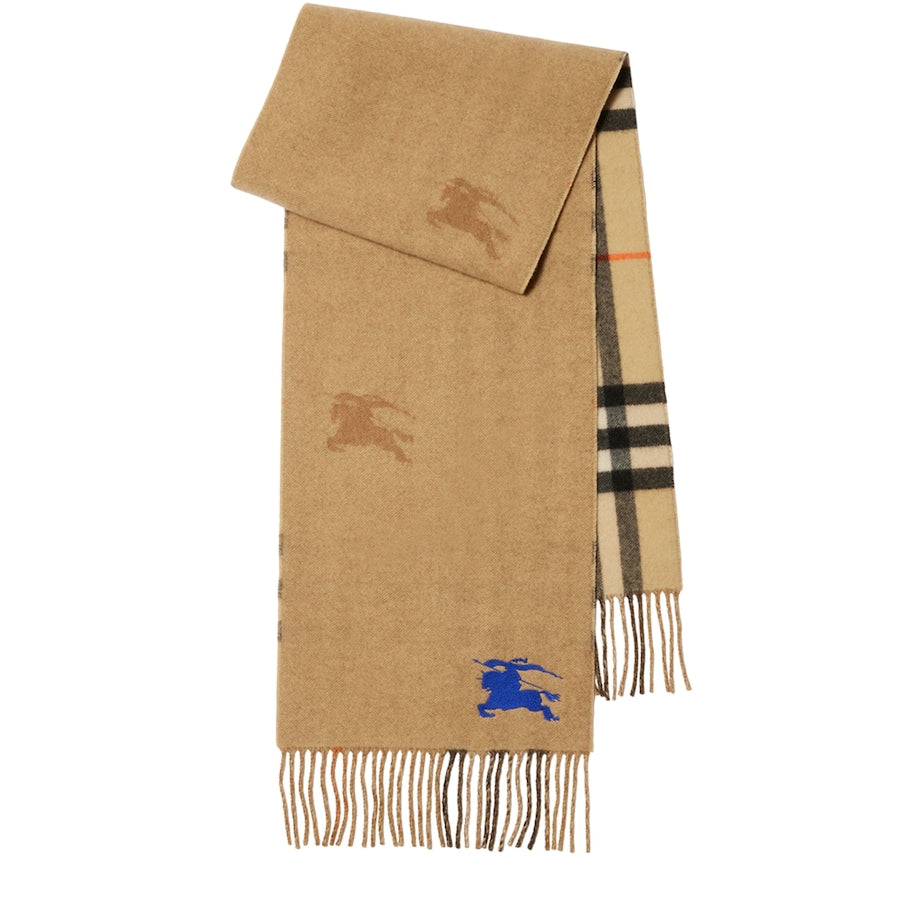 Beige Cashmere Reversible Check EKD Scarf