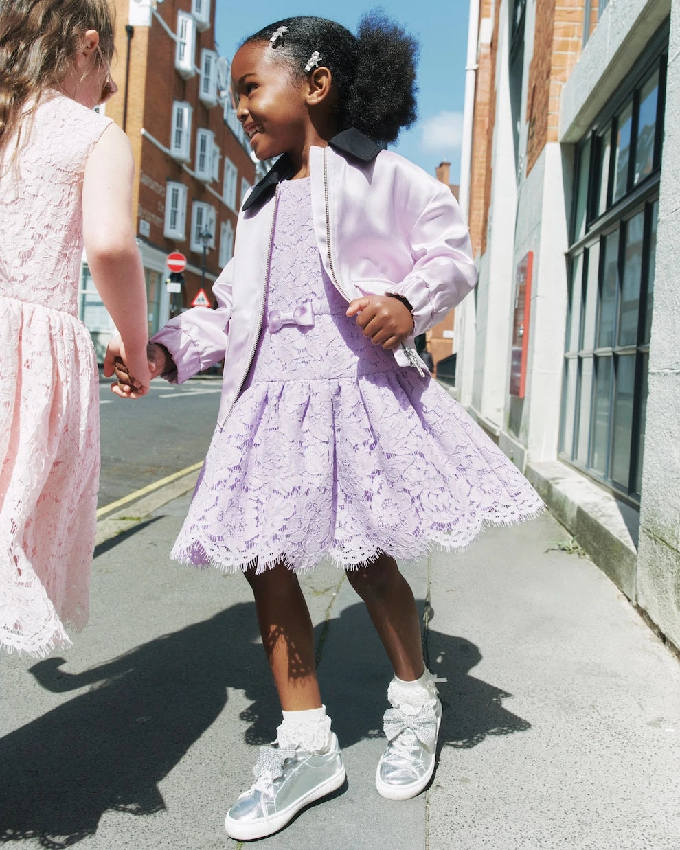 Self-Portrait Kids - Bow-detail lace dress