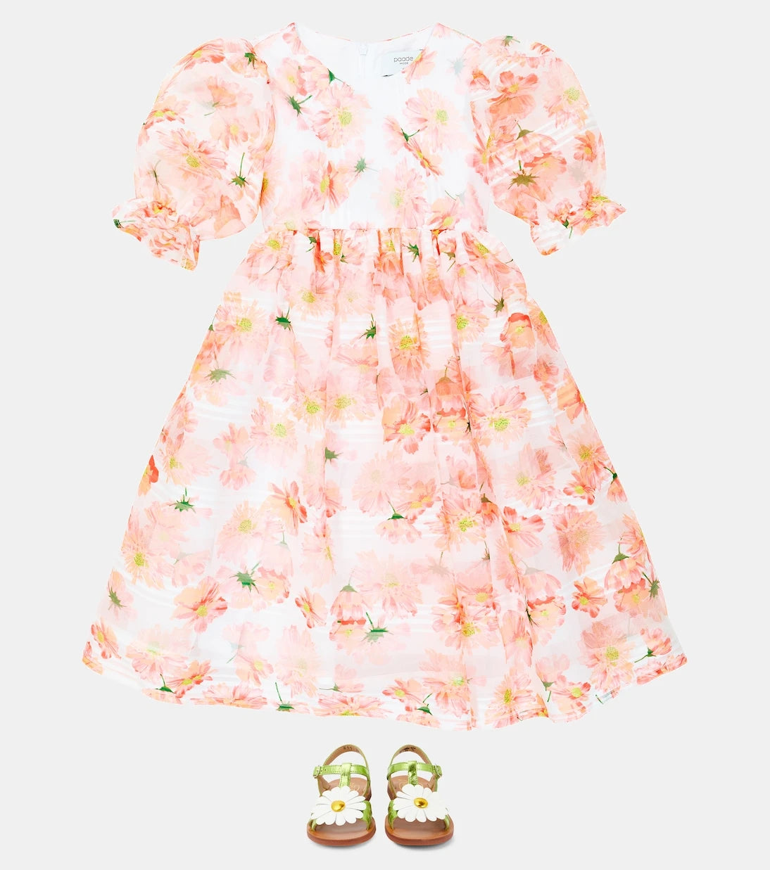 Paade Mode - Puff-sleeve floral chiffon dress