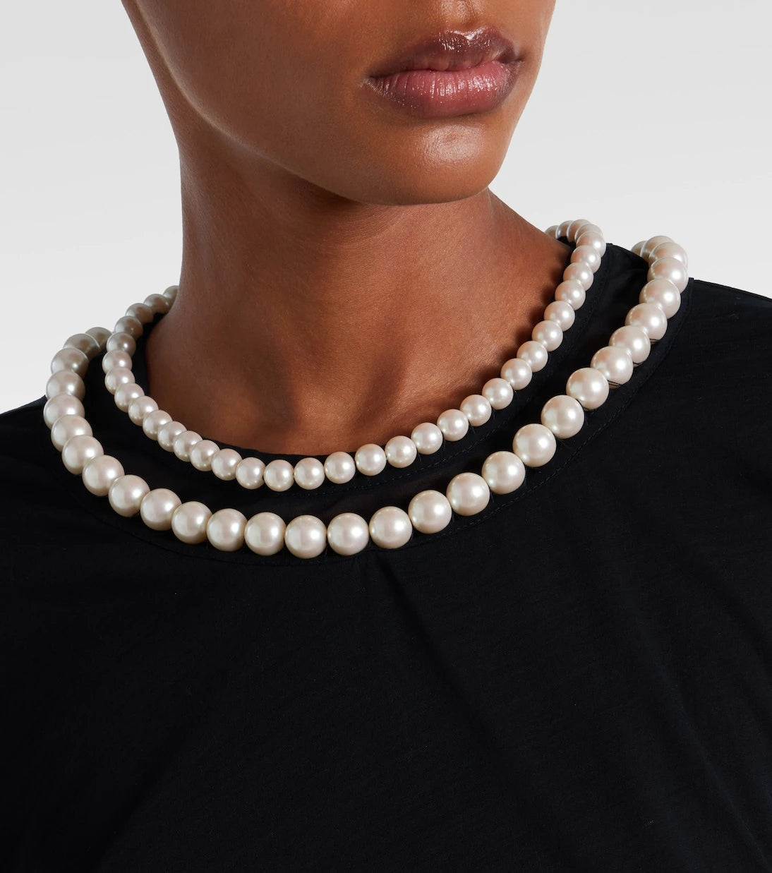 Junya Watanabe - Draped faux pearl-embellished cotton top