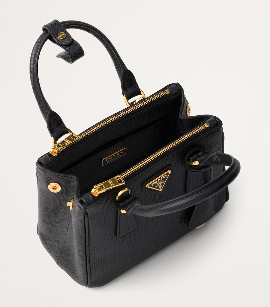 Prada Black Mini Saffiano Leather Galleria Top-Handle Bag
