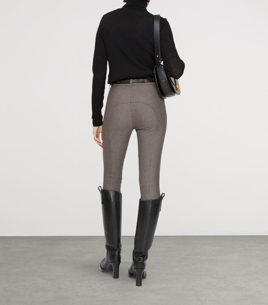 Burberry Brown Stretch Cotton Herringbone Jodhpurs