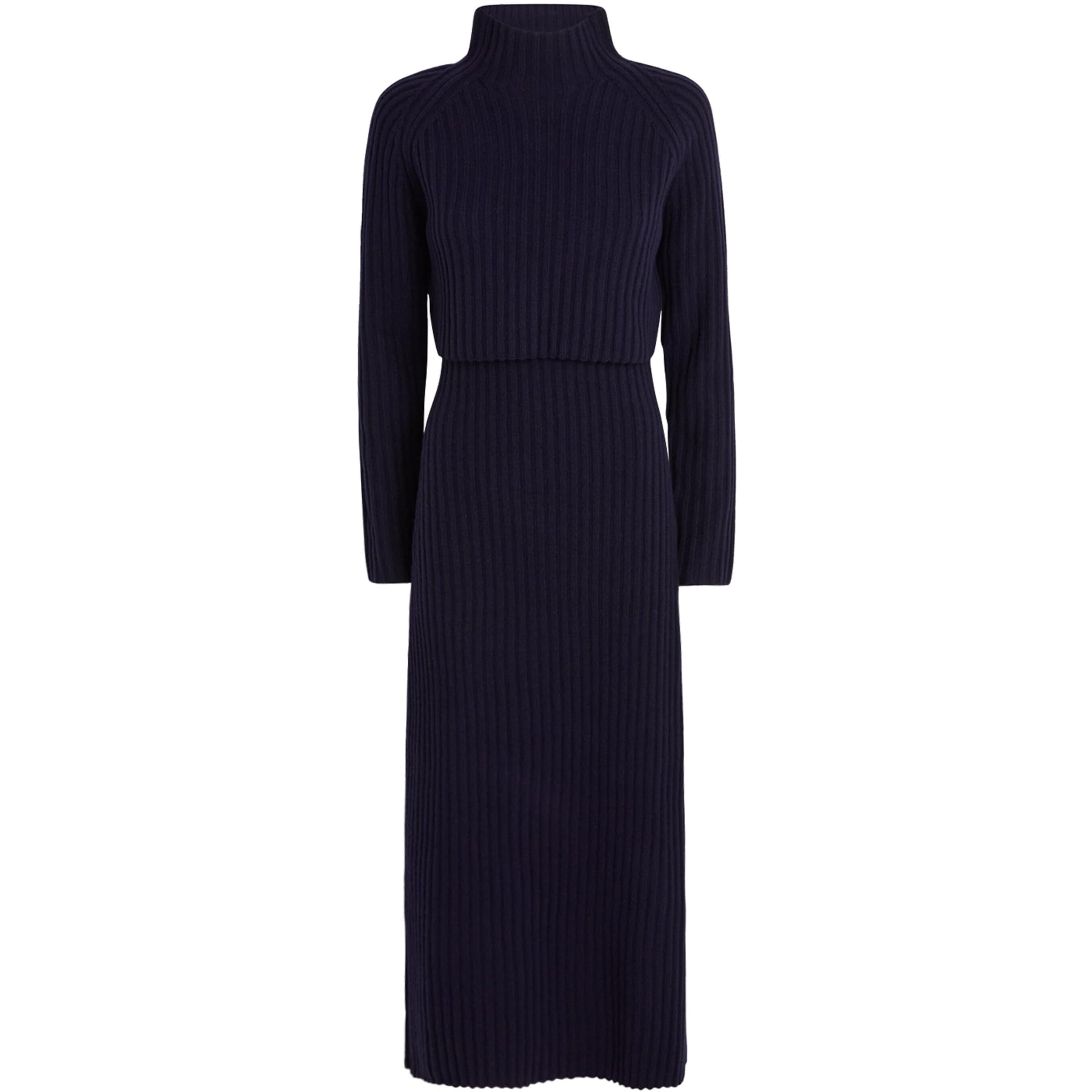Wool Ribbed Maxi Dress NAVY