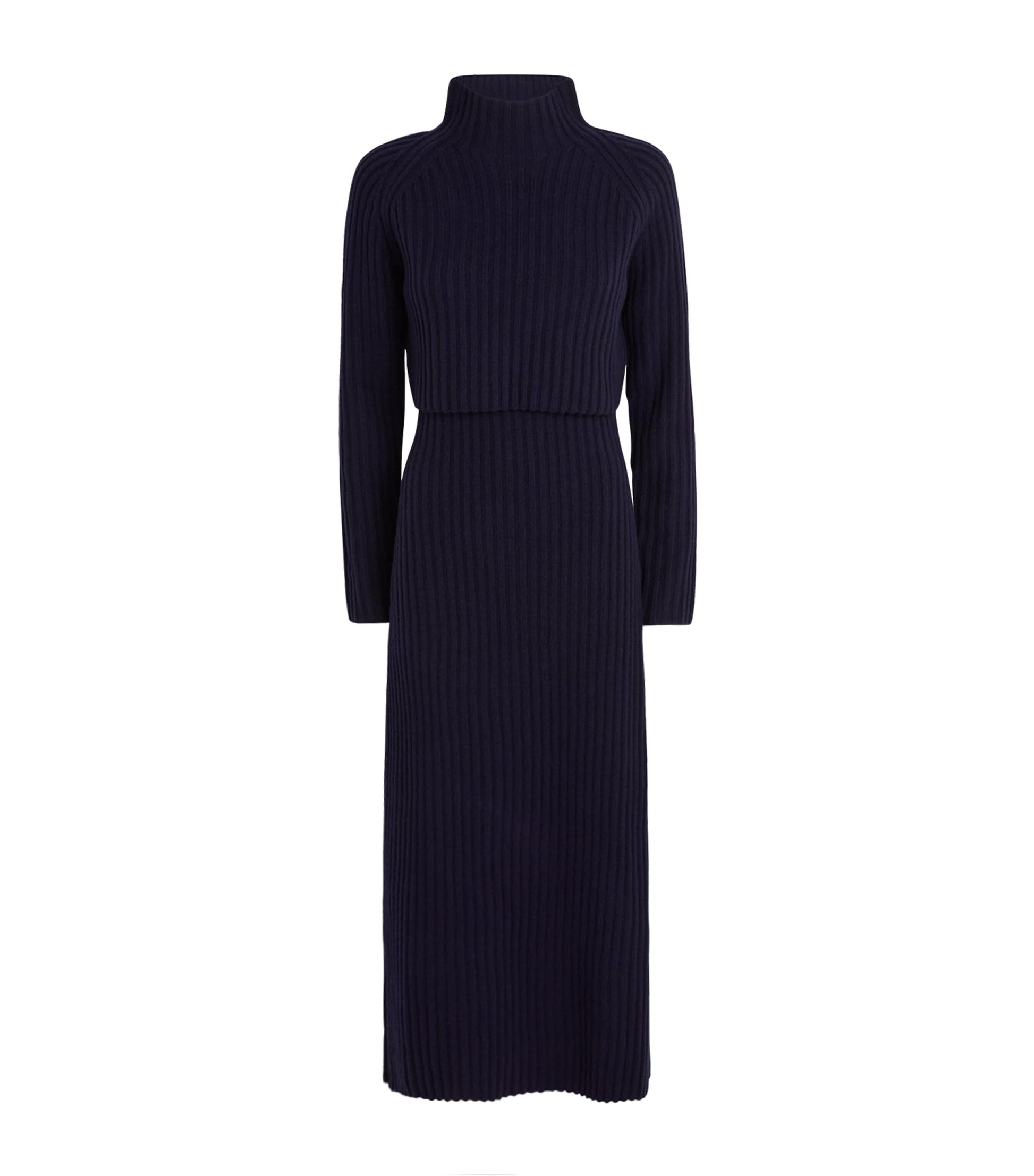 Wool Ribbed Maxi Dress NAVY
