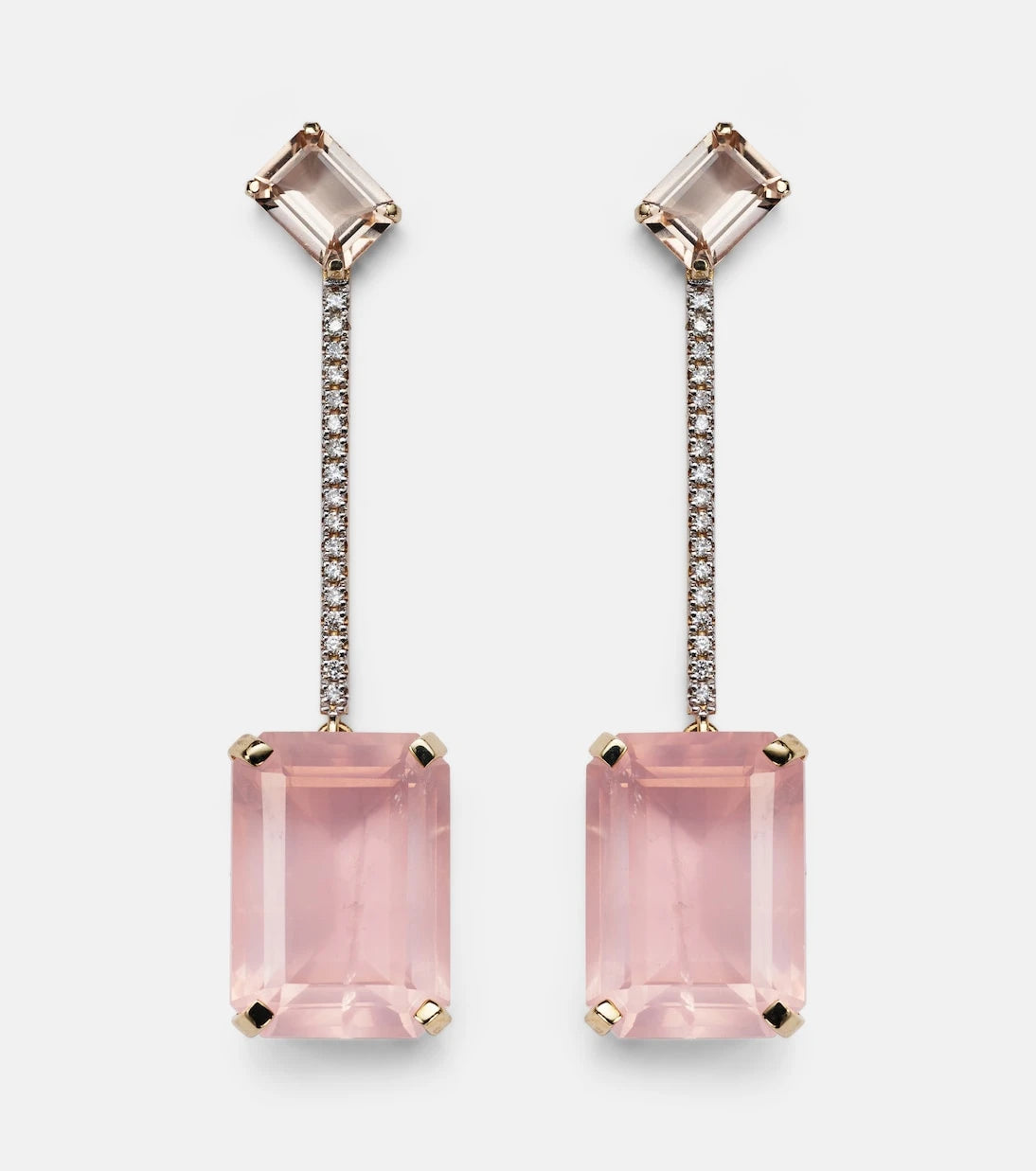 Mateo - 14kt gold earrings with morganite, quartz and diamonds