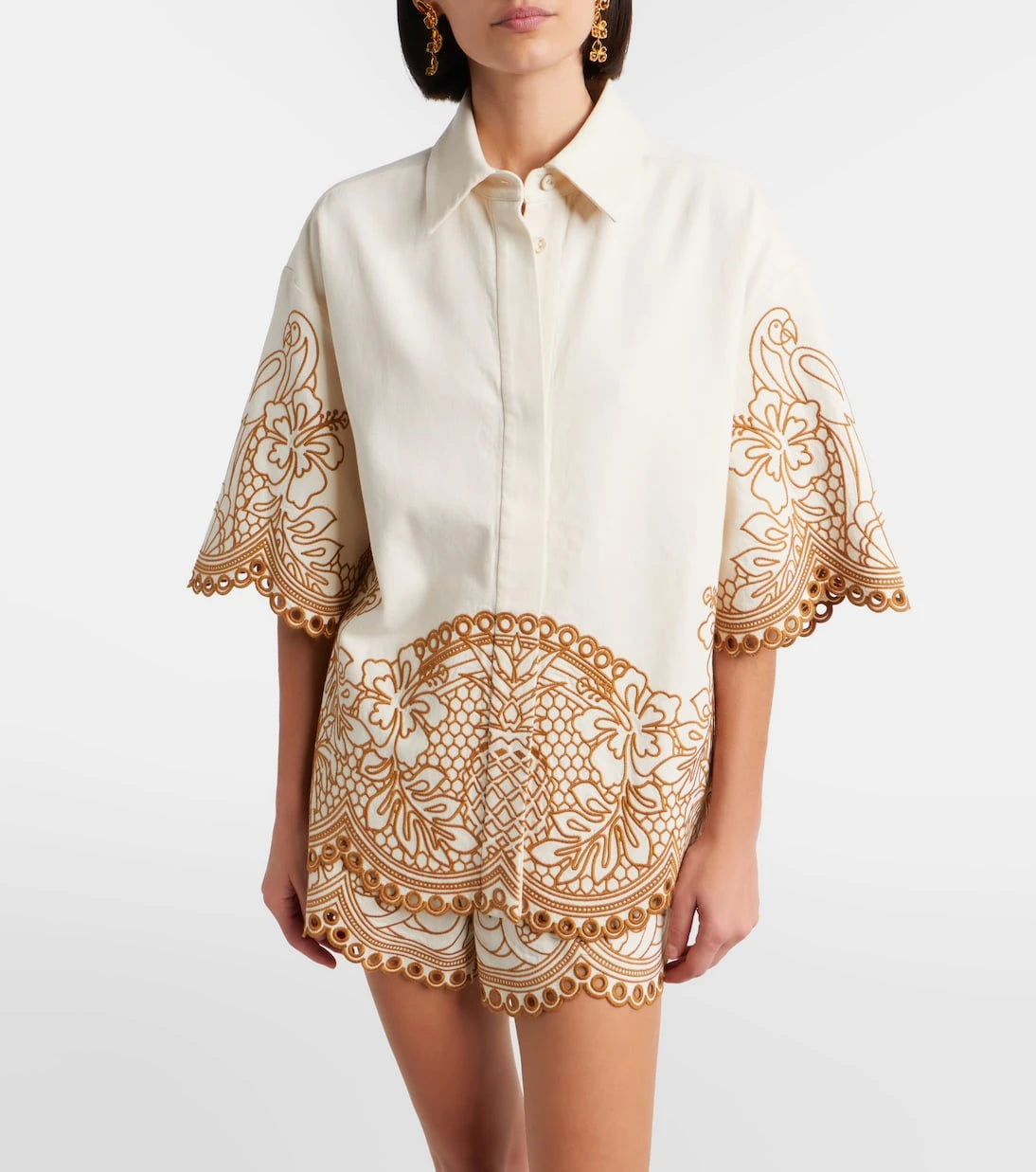 Zimmermann - Como embroidered cotton shirt
