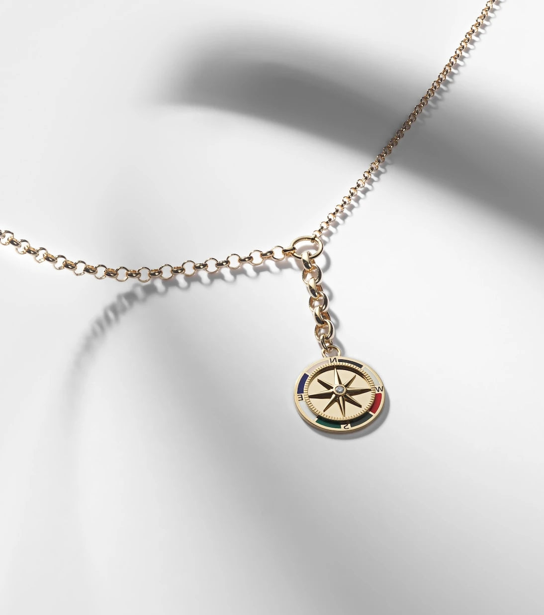 FoundRae - Internal Compass 18kt gold necklace with diamond and enamel