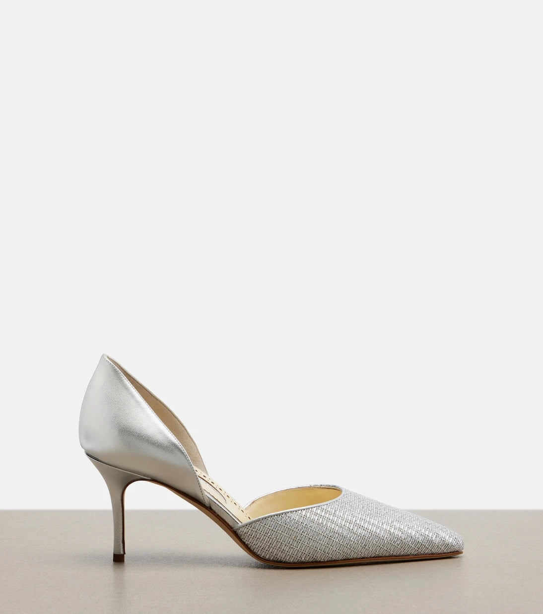 Manolo Blahnik - Taylerbinu leather-trimmed woven pumps