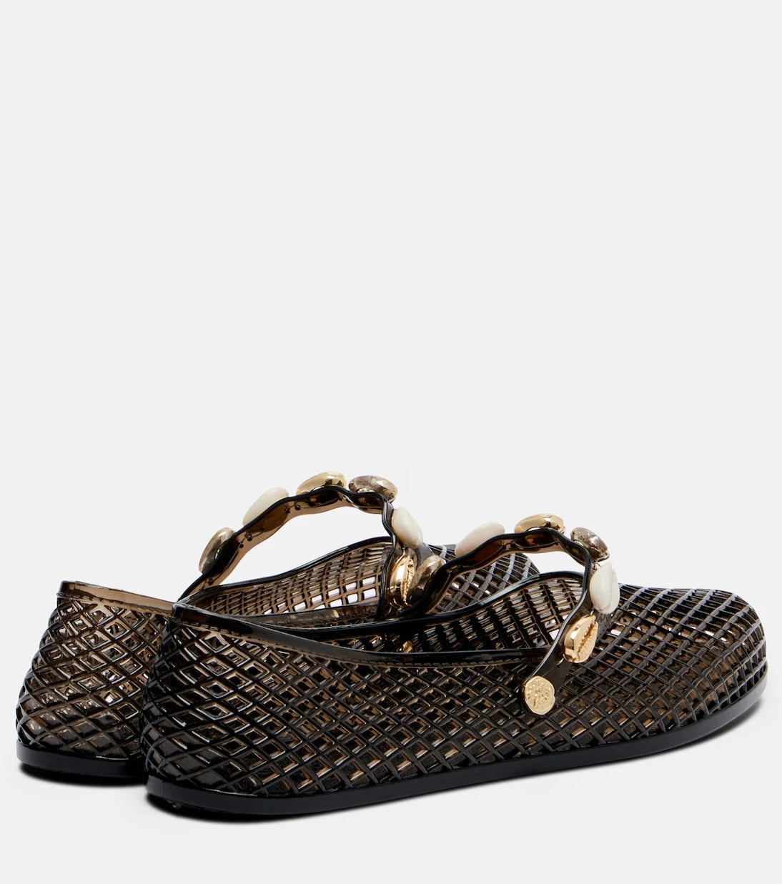 Ancient Greek Sandals - Iro embellished fishnet ballet flats