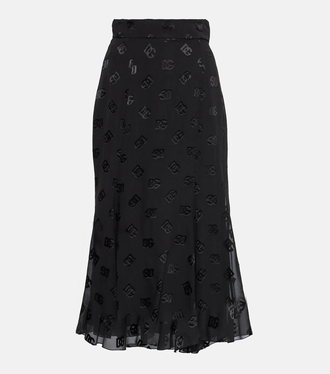 Dolce&Gabbana - تنورة ميدي ساتان DG بنسيج محروق