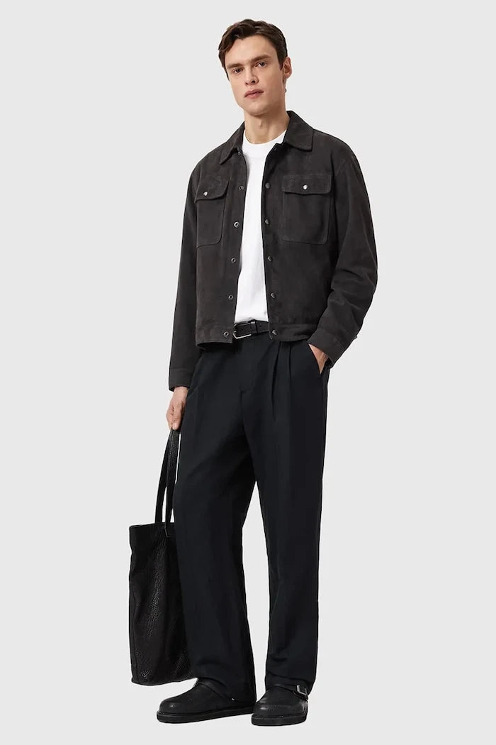 AllSaints яке мъжко от велур SHELTON