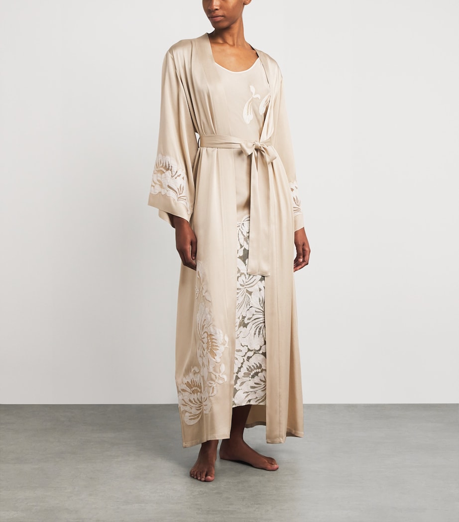 Satin Embellished Dalia Robe (XS/S) BEIGE