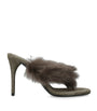 Alaïa Brown Shearling Fur Thong Heeled Mules 90