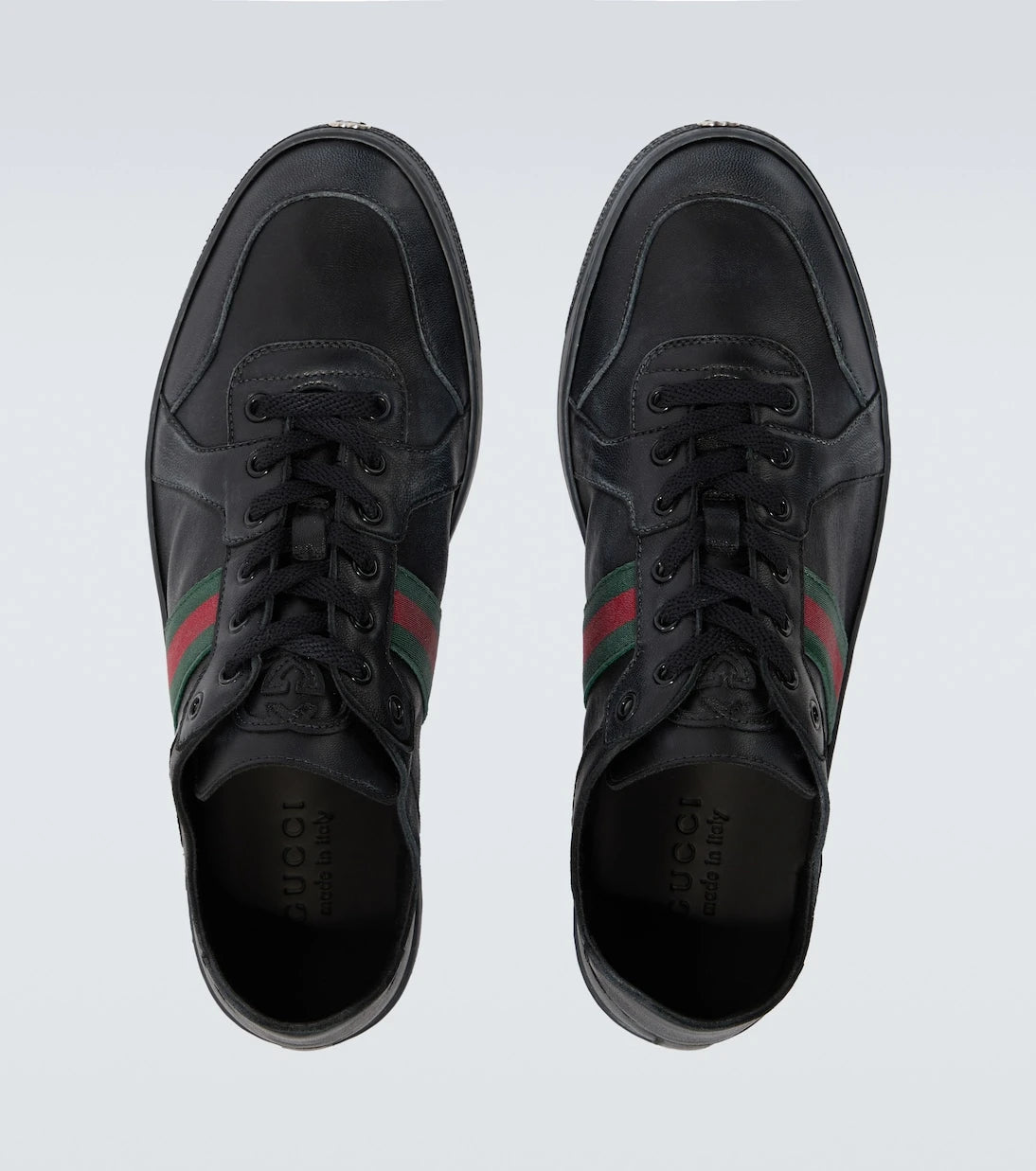 Gucci - Stretch Web Stripe leather sneakers