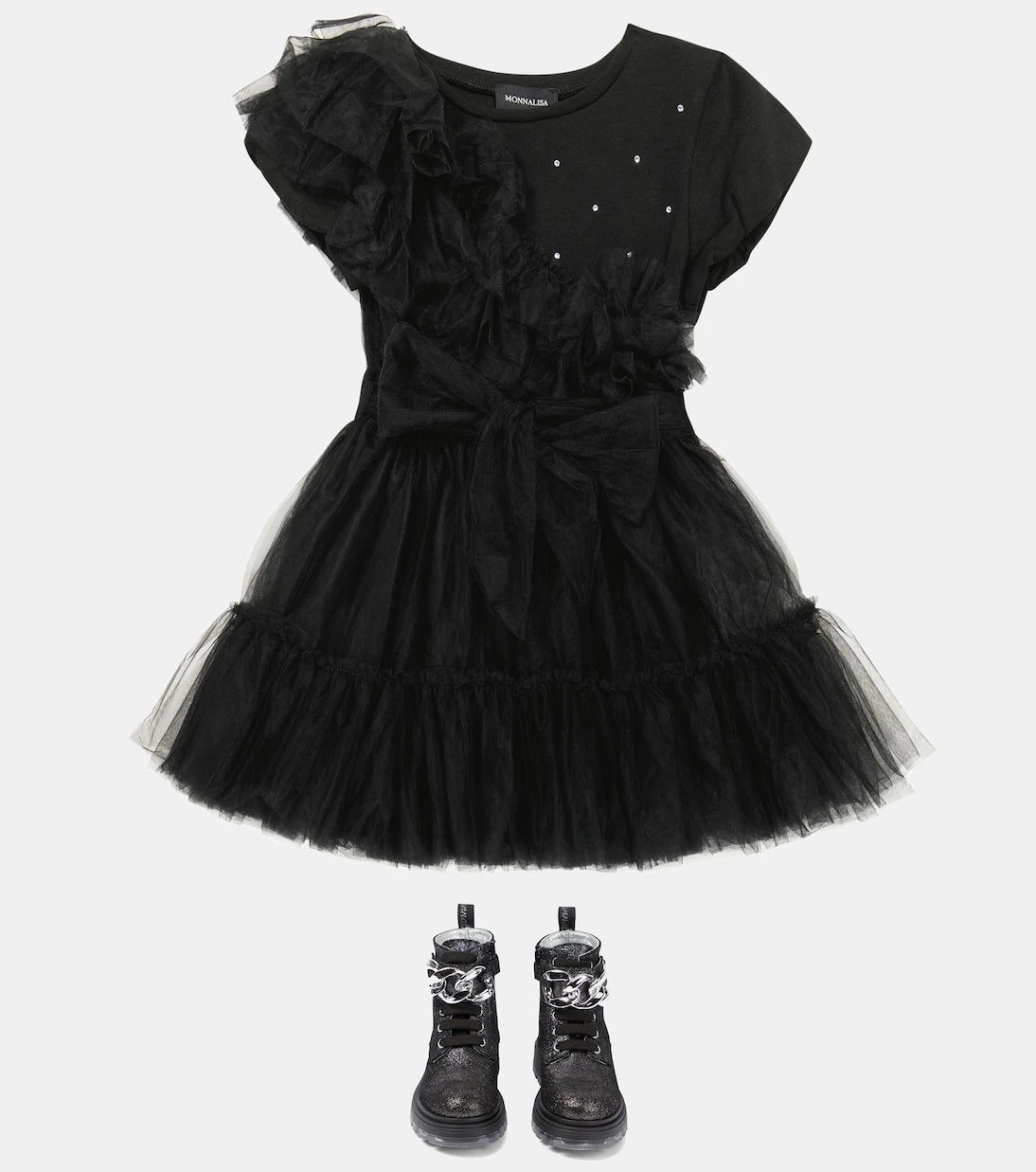 Monnalisa - Embellished tulle dress