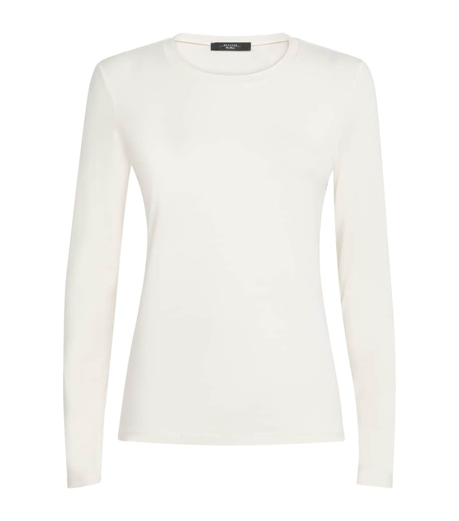 Weekend Max Mara White Crew-Neck Long-Sleeve Top
