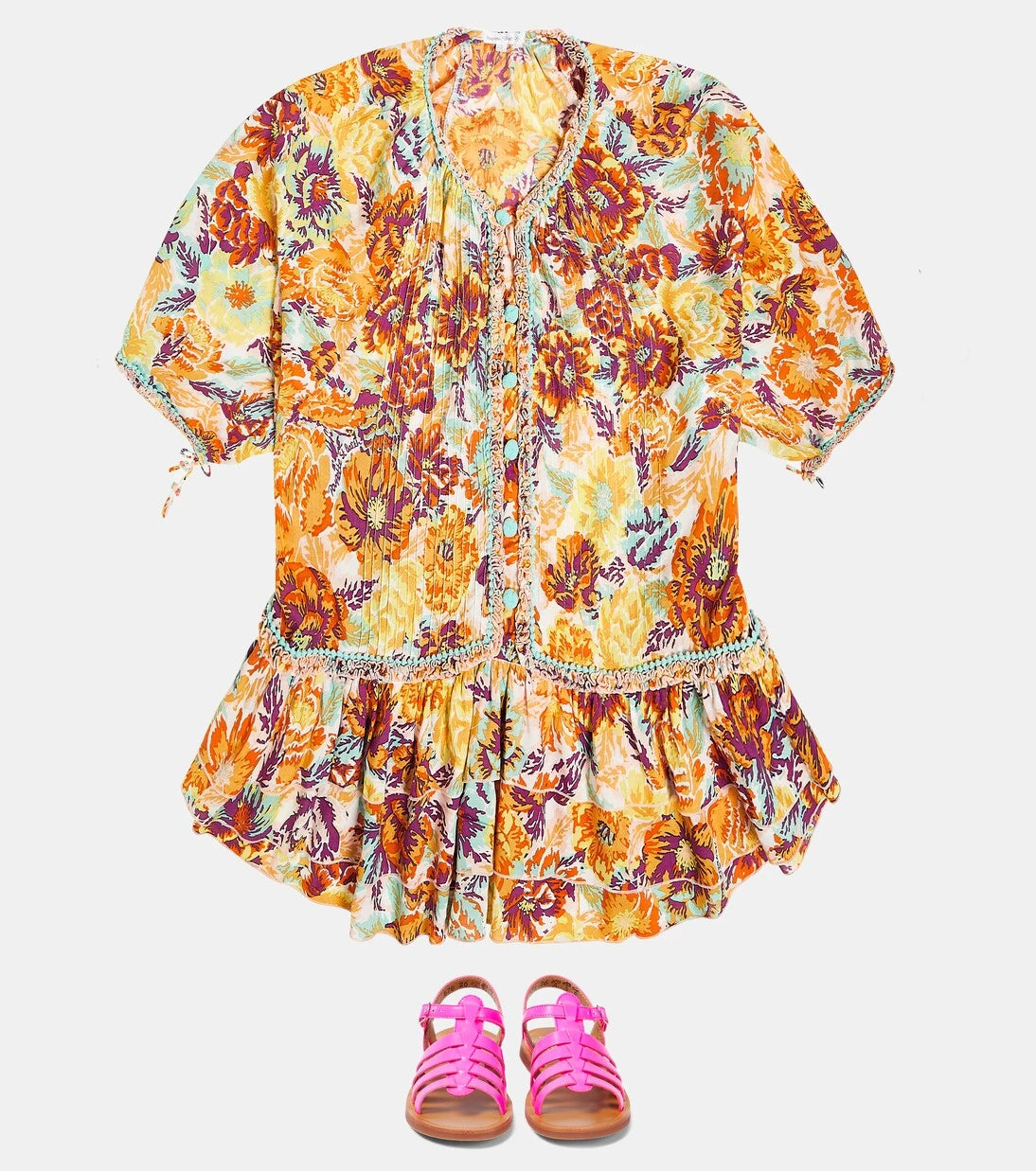 Poupette St Barth Kids - Bobo floral poncho