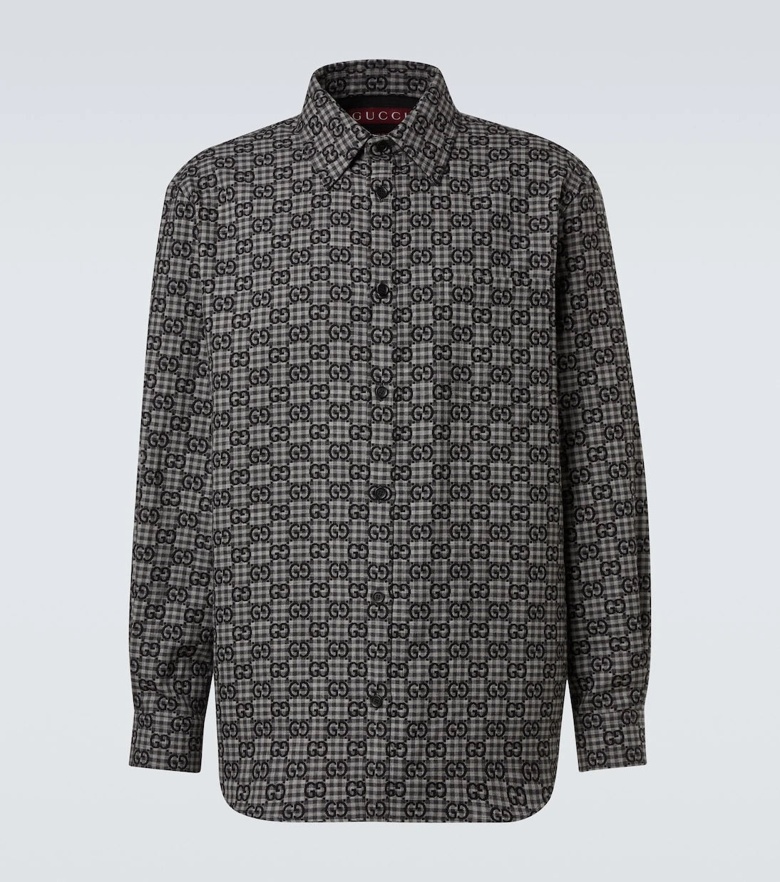 Gucci - قميص صوف وقطن كاروهات GG