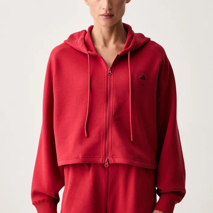 adidas by Stella McCartney fermuarlı kapüşonlu kadın pamuklu sweatshirt