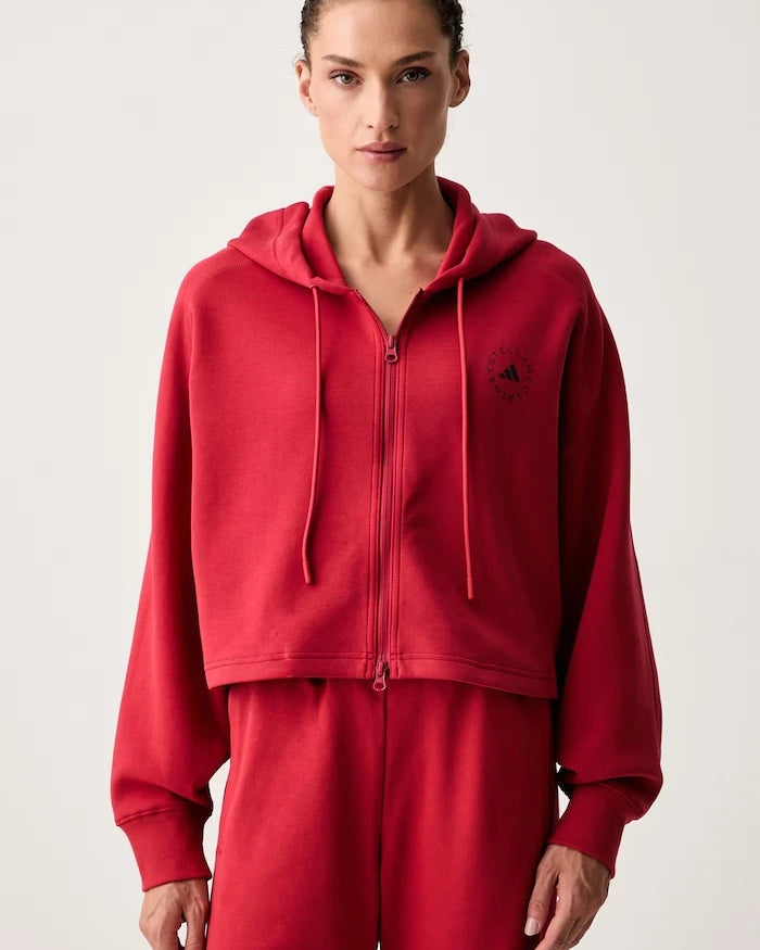 adidas by Stella McCartney fermuarlı kapüşonlu kadın pamuklu sweatshirt