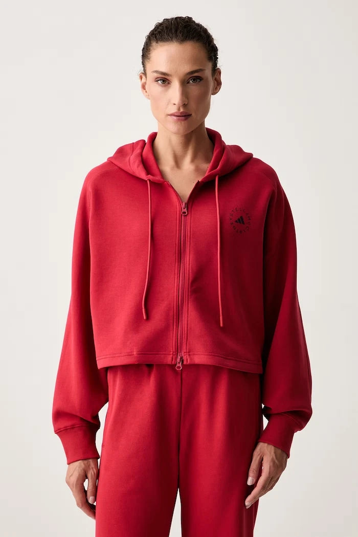 adidas by Stella McCartney fermuarlı kapüşonlu kadın pamuklu sweatshirt