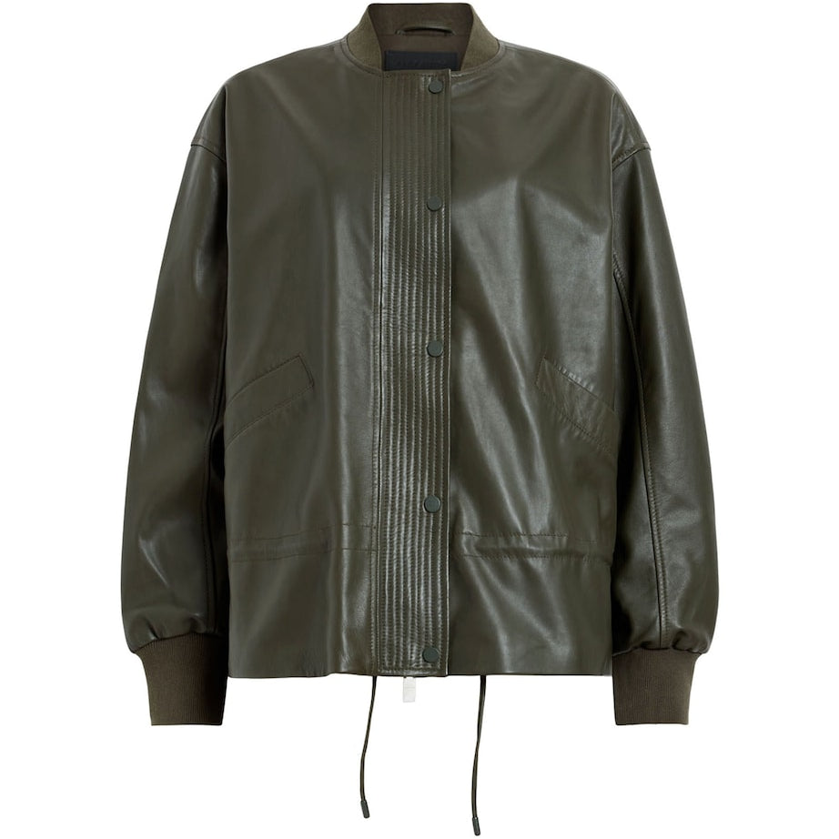 Green Leather Sofi Bomber Jacket