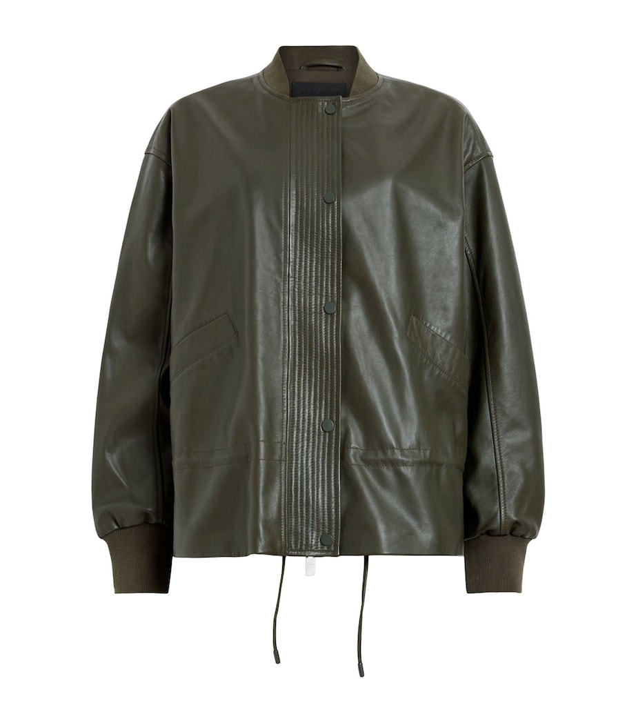 Green Leather Sofi Bomber Jacket