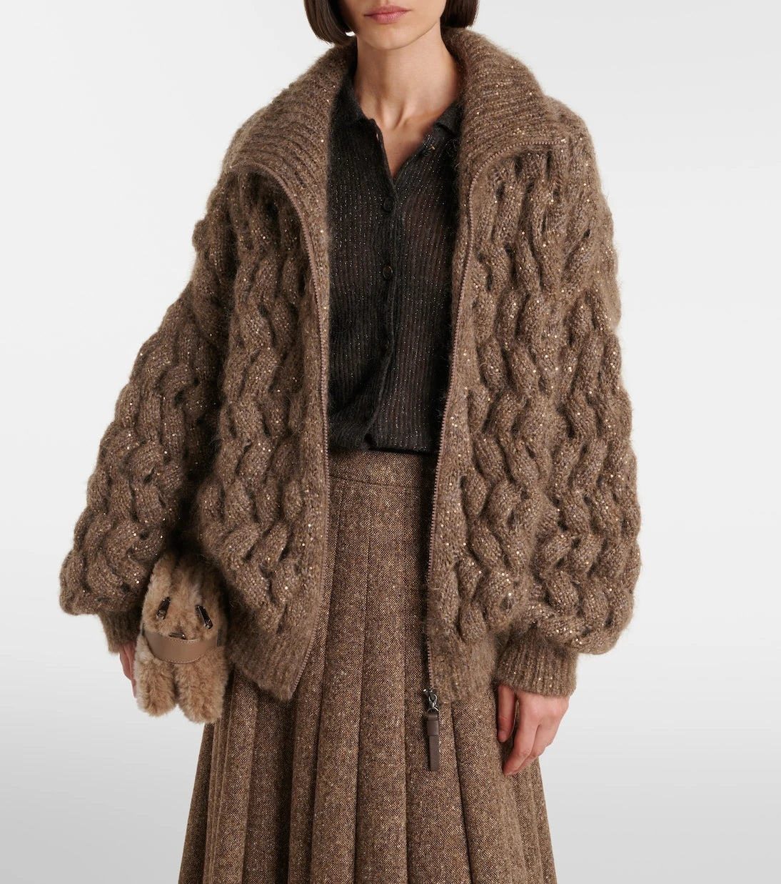 Brunello Cucinelli - Open-knit sequined mohair and wool-blend cardigan