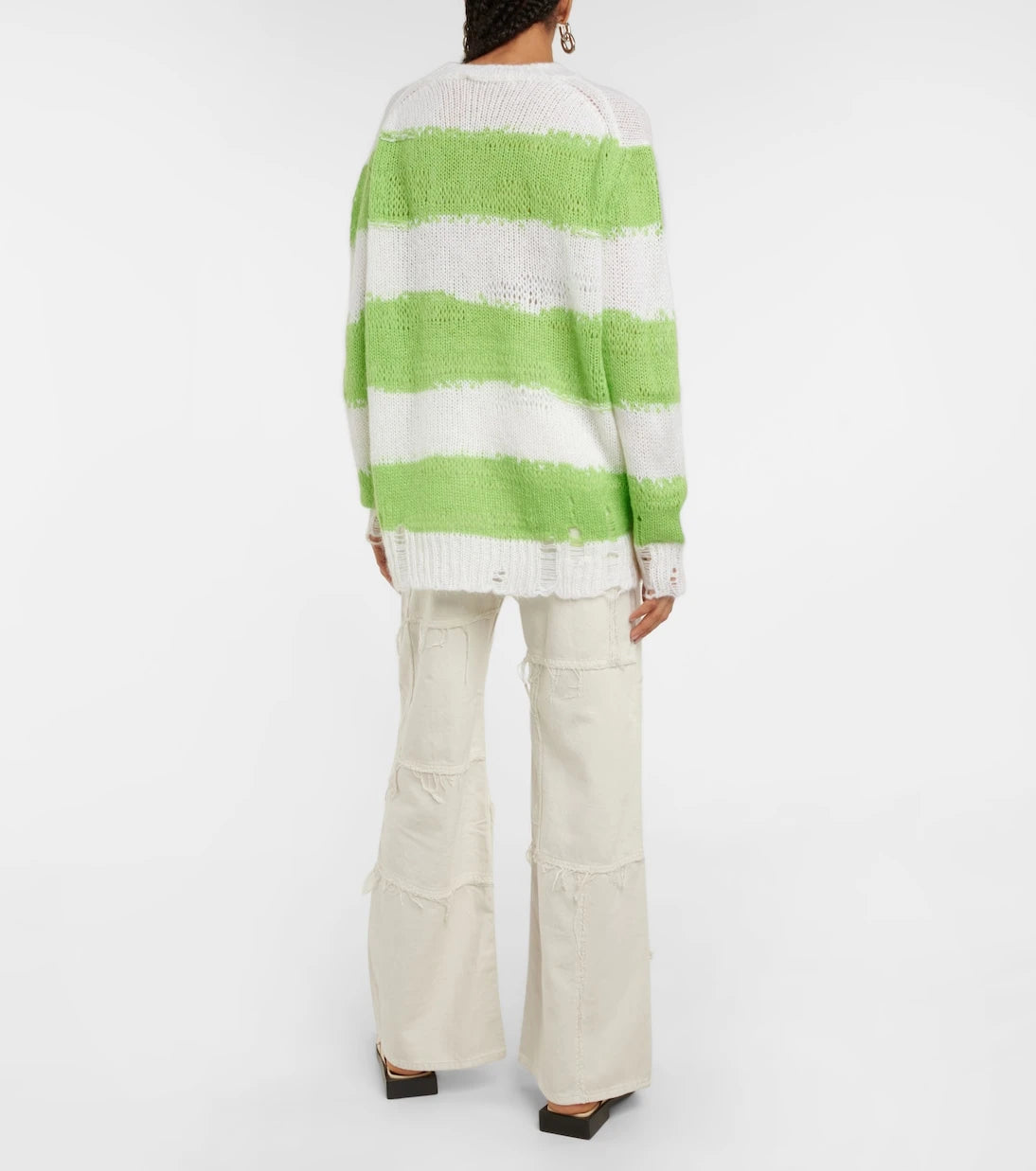 Acne Studios - سترة مقلمة ممزقة