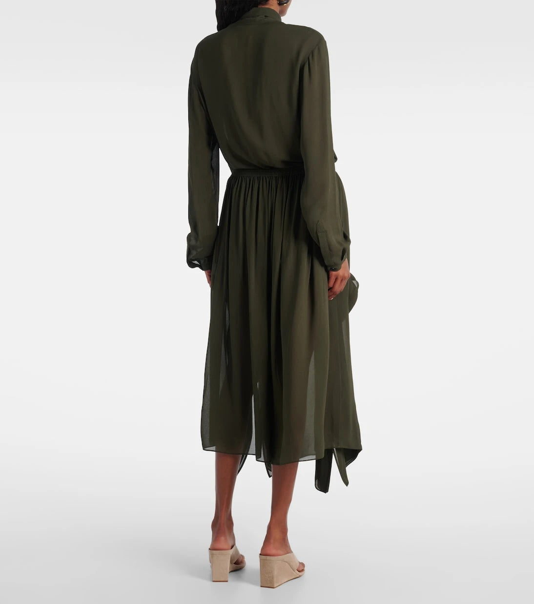 Alaïa - Ruffled georgette wide-leg pants