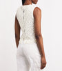Maje White Crochet Beaded Top