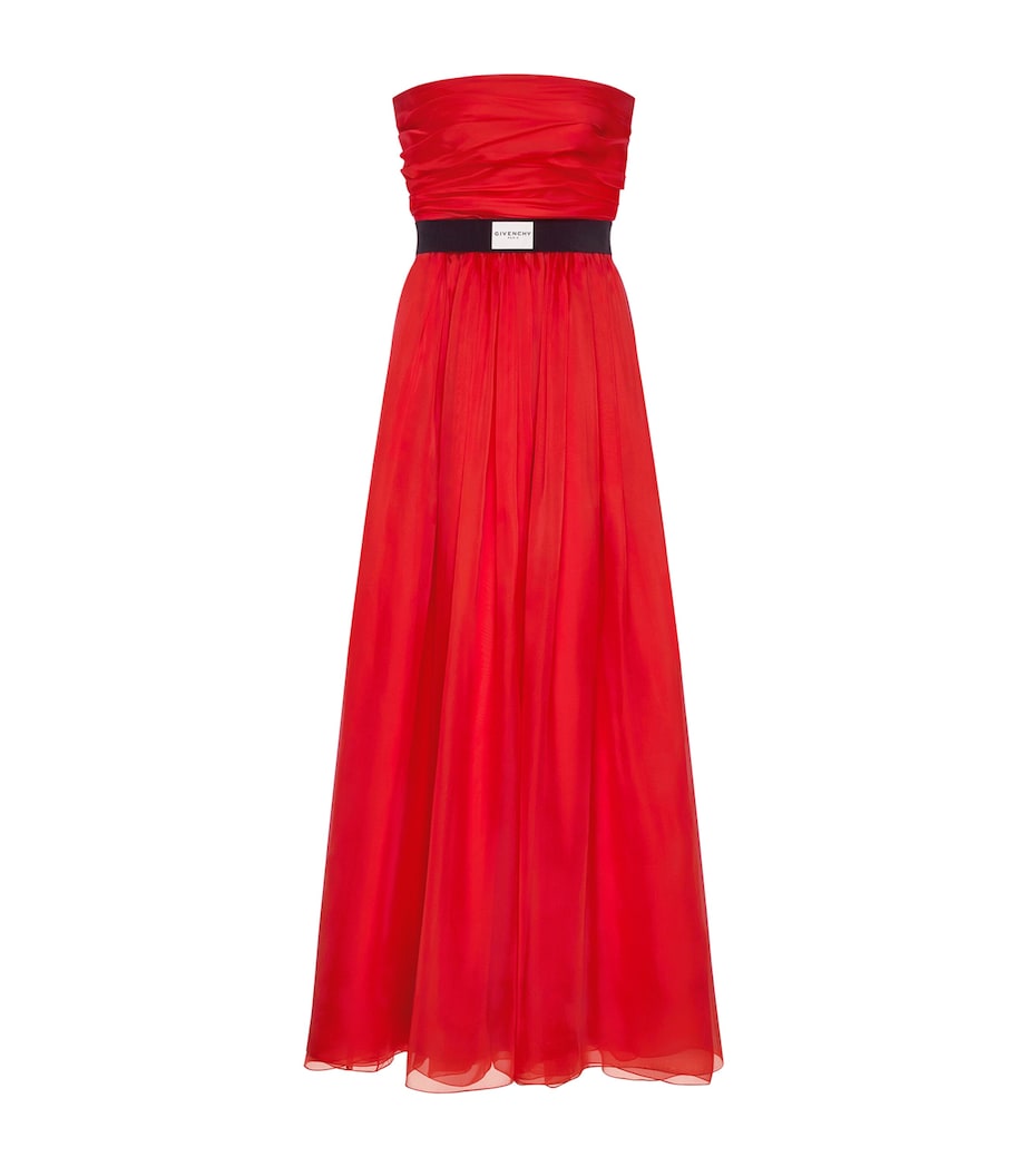 Givenchy Red Silk Strapless Maxi Dress