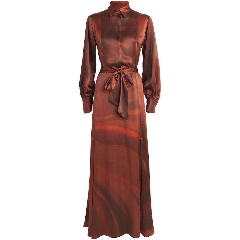 Kiton Multi Silk Maxi Shirt Dress