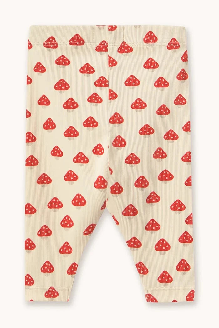 Çocuklar için pamuklu elastan tayt MINI MUSHROOMS RIB BABY PANT