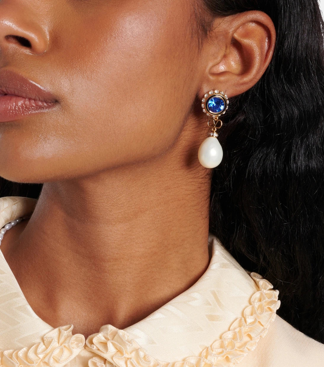 Valentino - VLogo embellished drop earrings