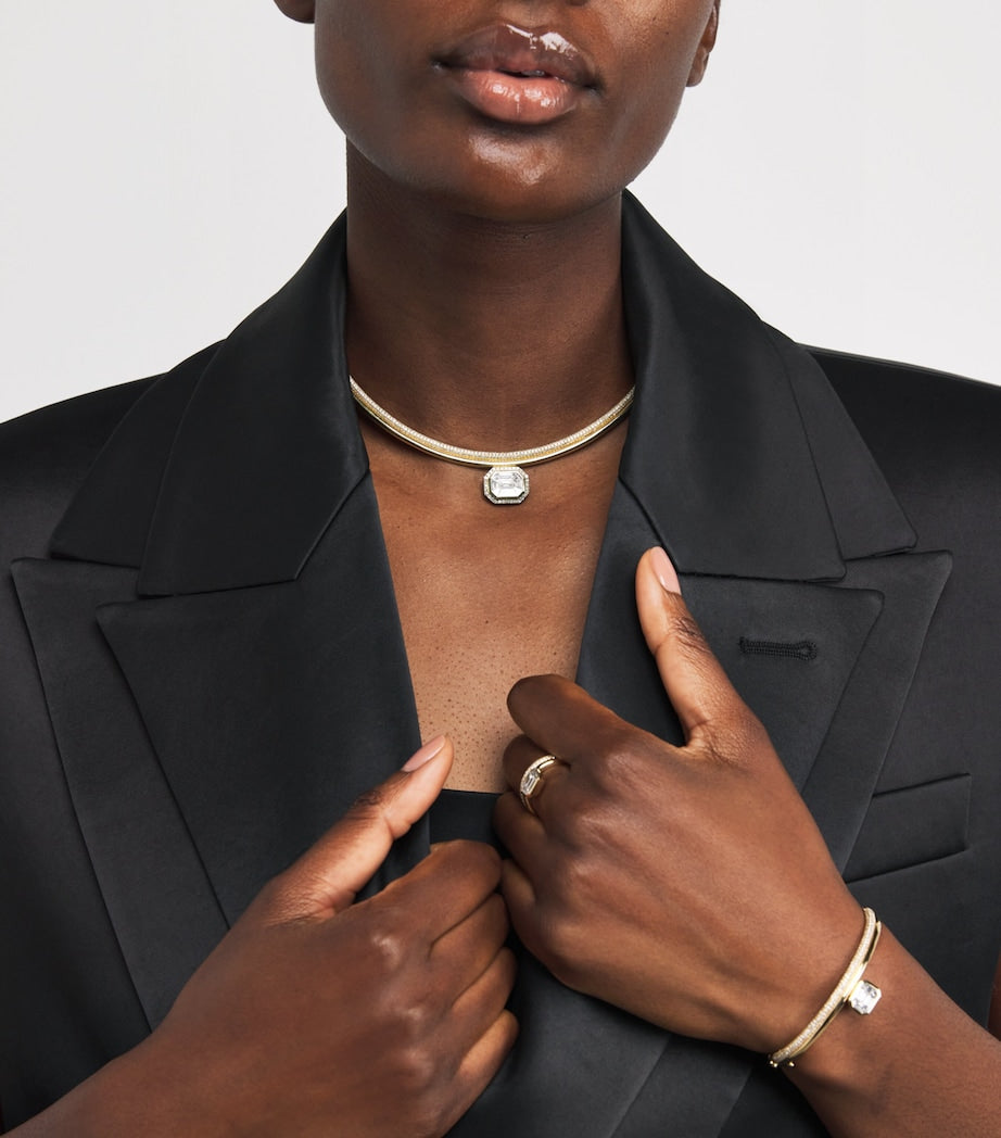 SHAY Yellow Gold and Diamond Floating Bezel Necklace