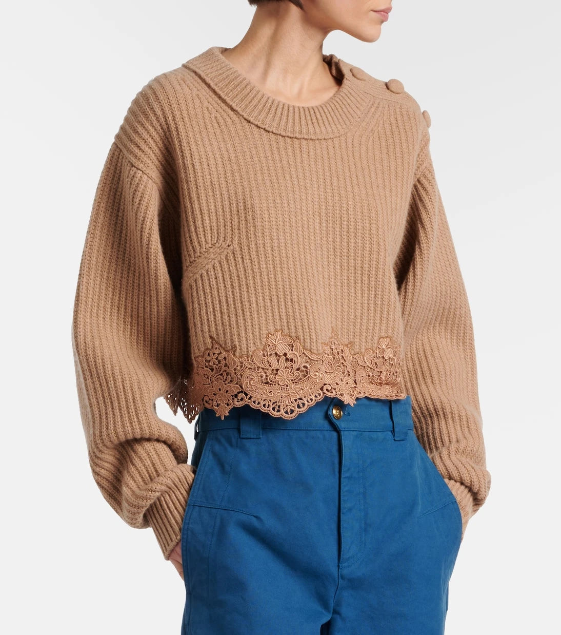Chloé - Lace-trimmed wool and cashmere sweater