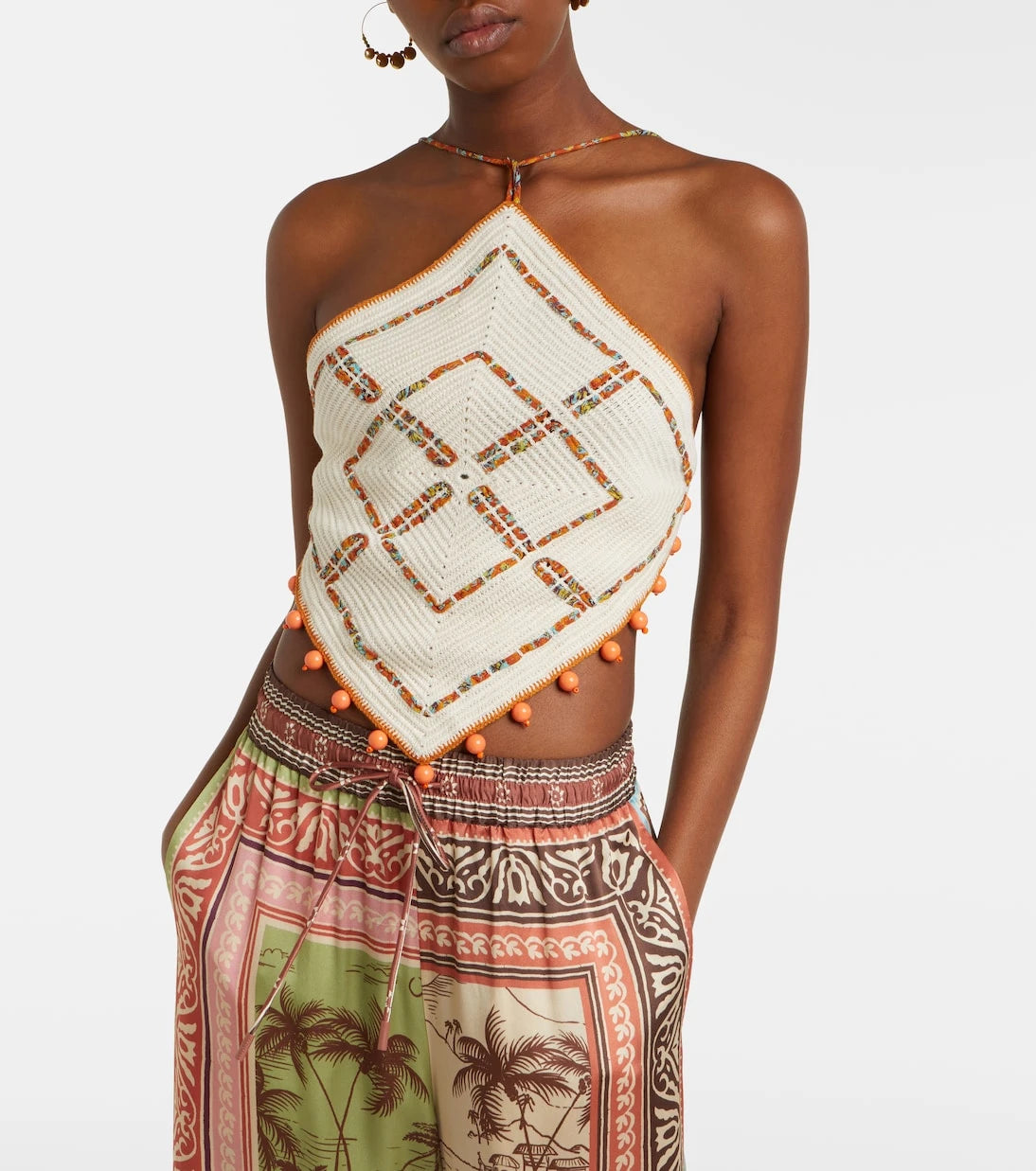 Alémais - Marva beaded crochet open-back cotton top
