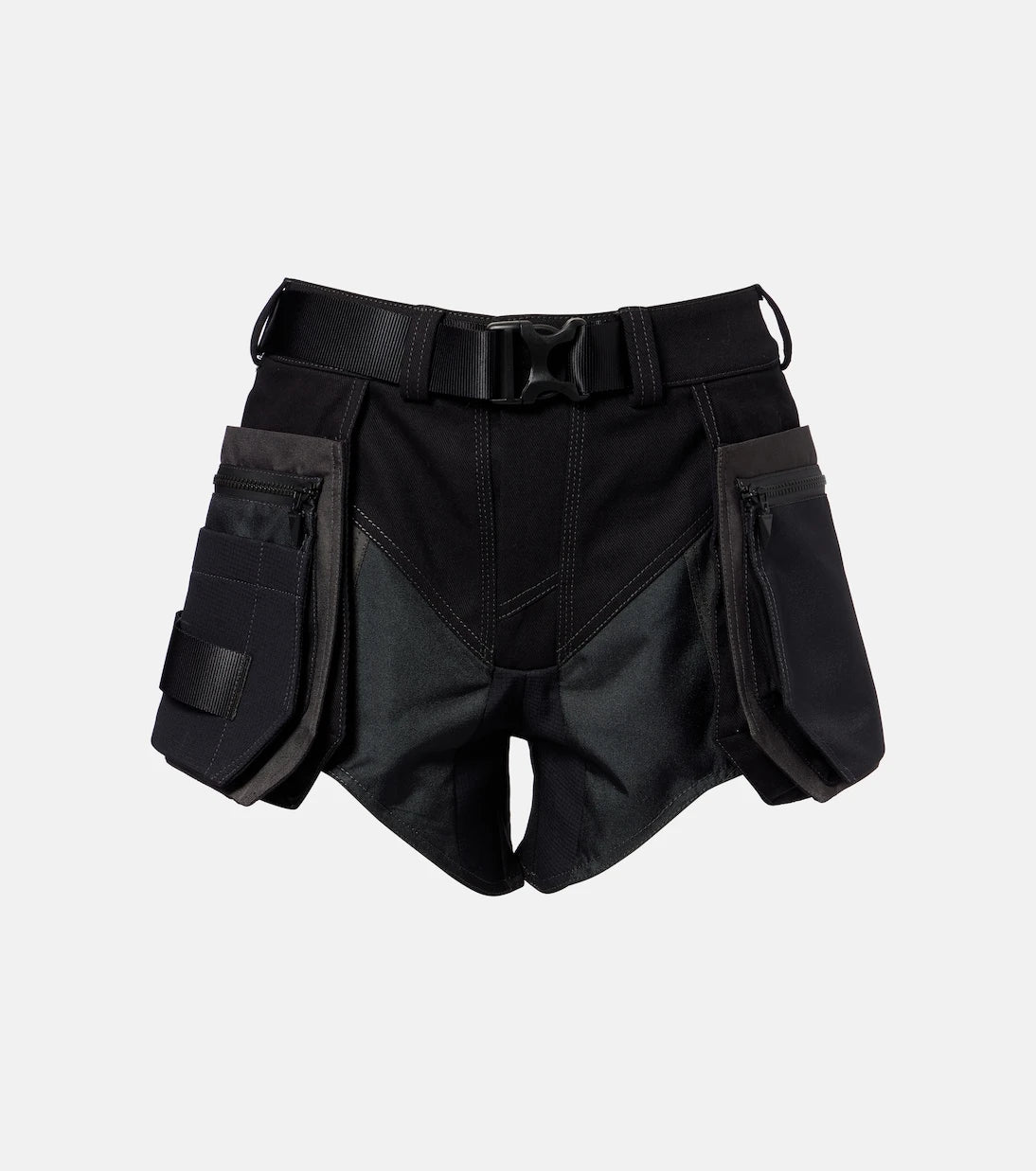 Mugler - Belted low-rise cotton cargo shorts