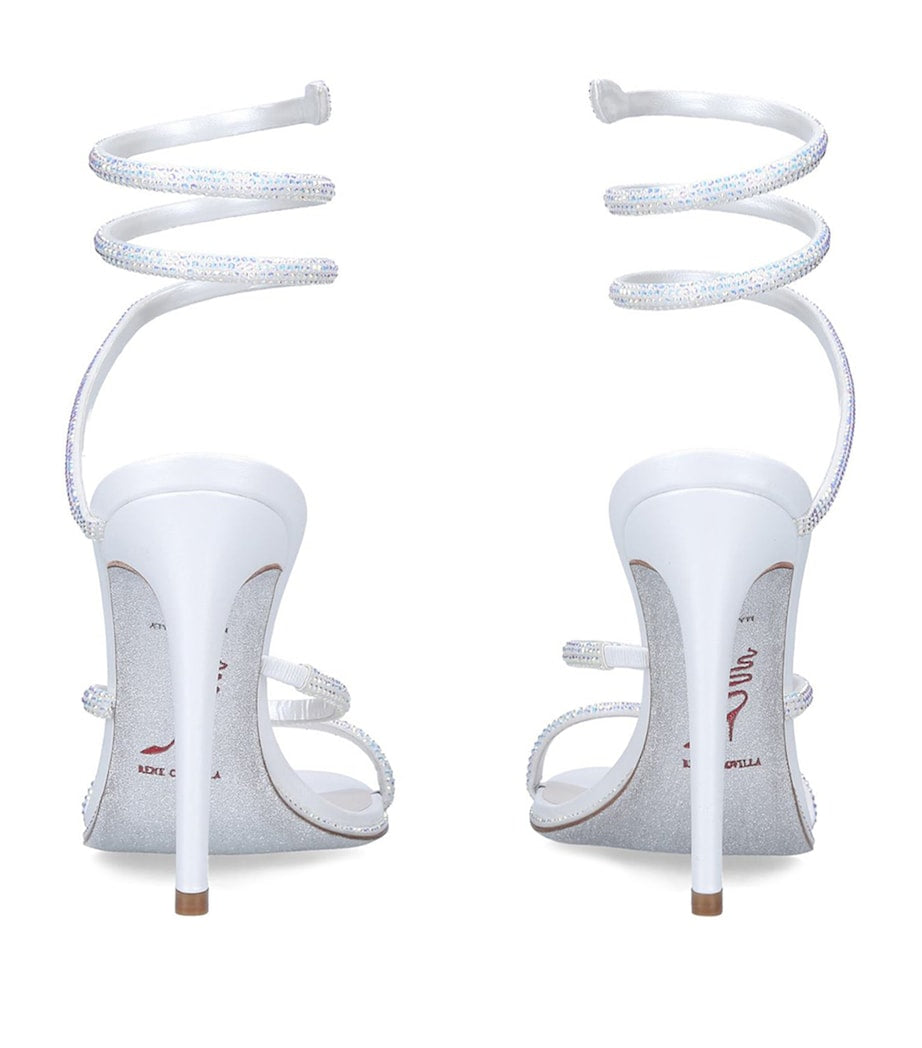 René Caovilla White Embellished Cleo Sandals 105