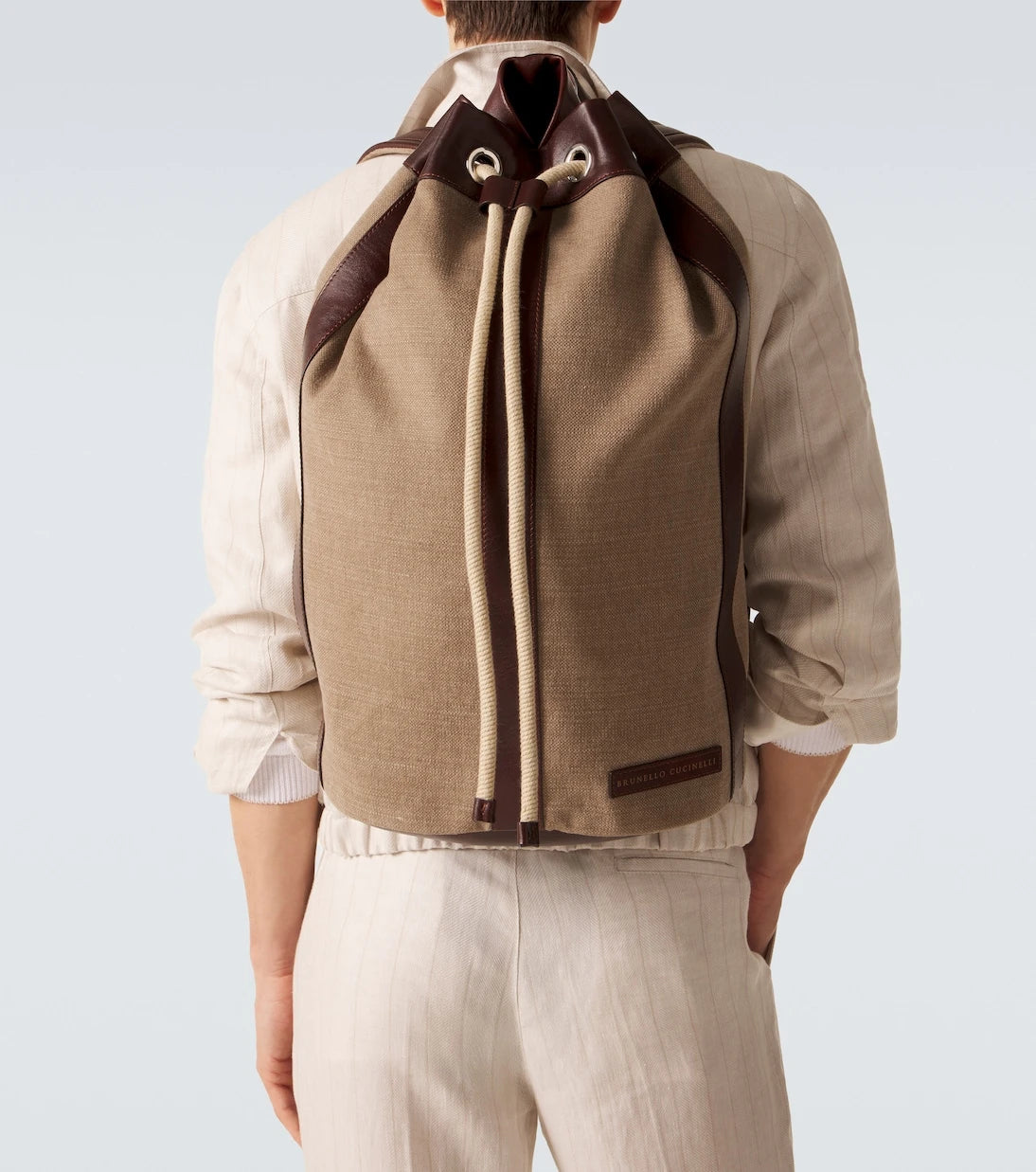 Brunello Cucinelli - Leather-trimmed canvas backpack