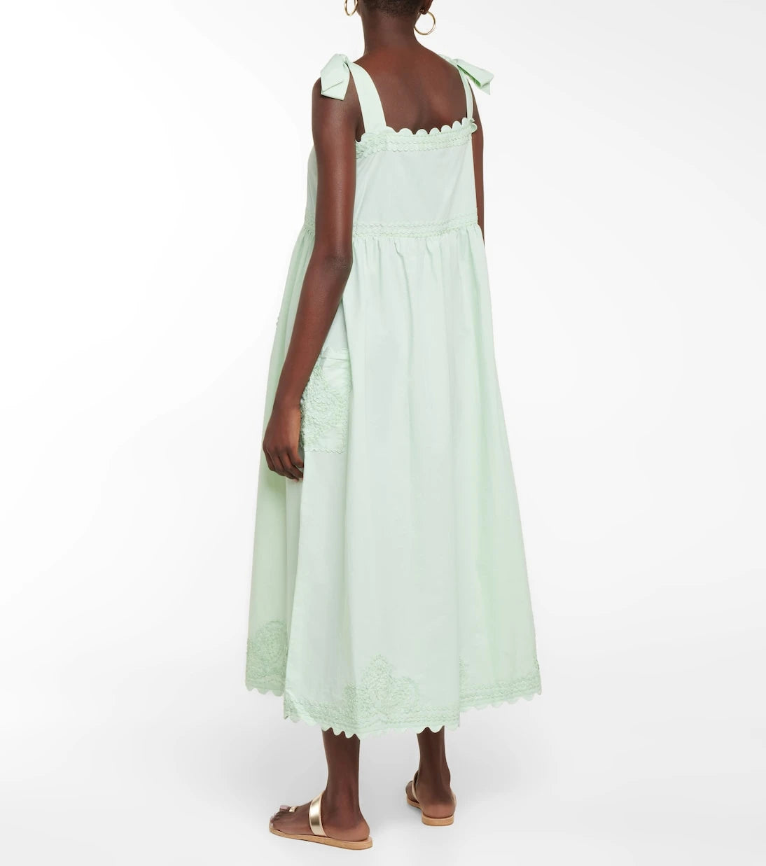 Juliet Dunn - Self-tie cotton poplin midi dress