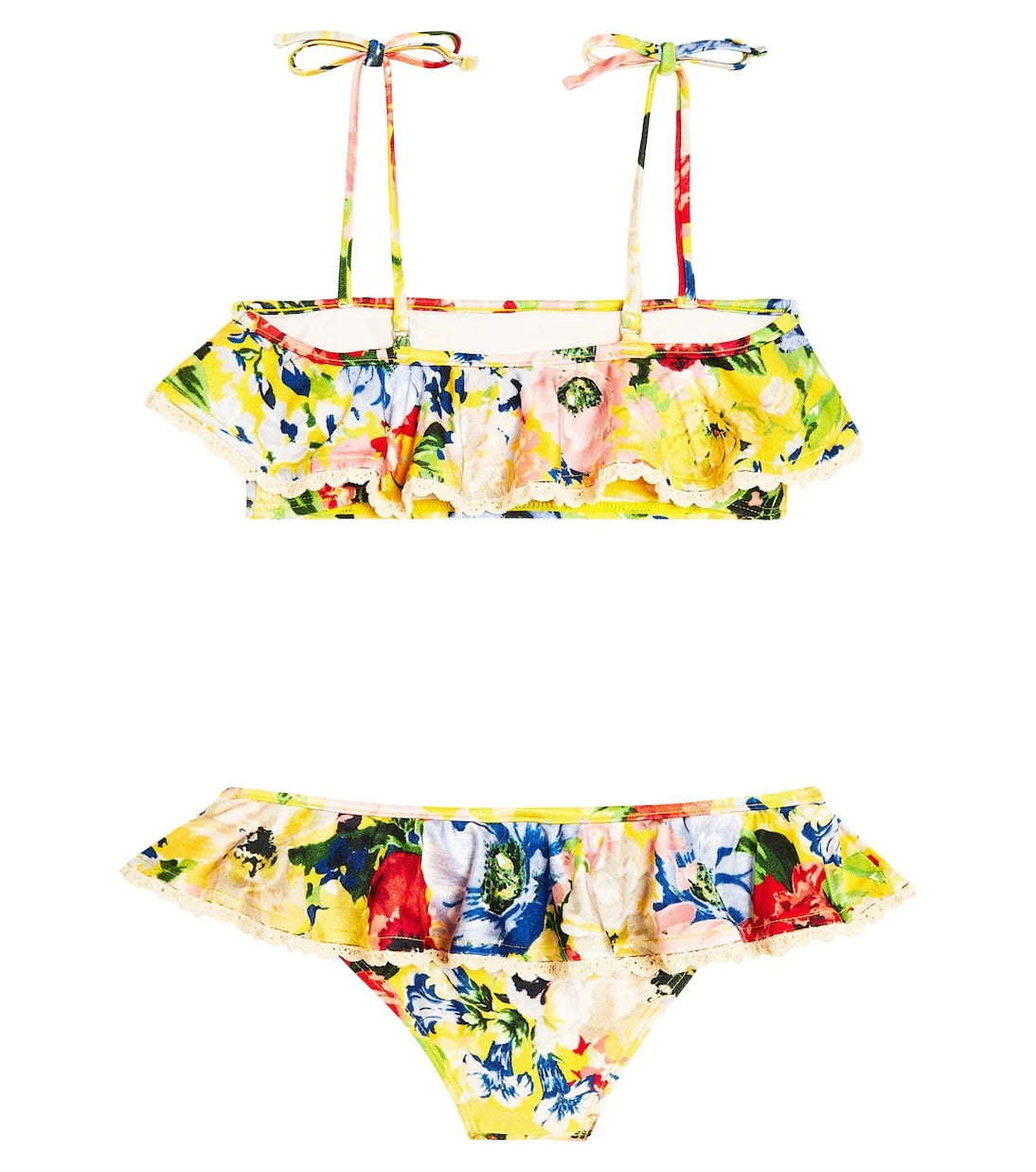 Zimmermann Kids - بيكيني ألايت مزين بالكشاكش وطبعة الزهور