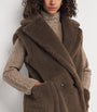 Max Mara Brown Alpaca-Wool-Silk Sleeveless Coat