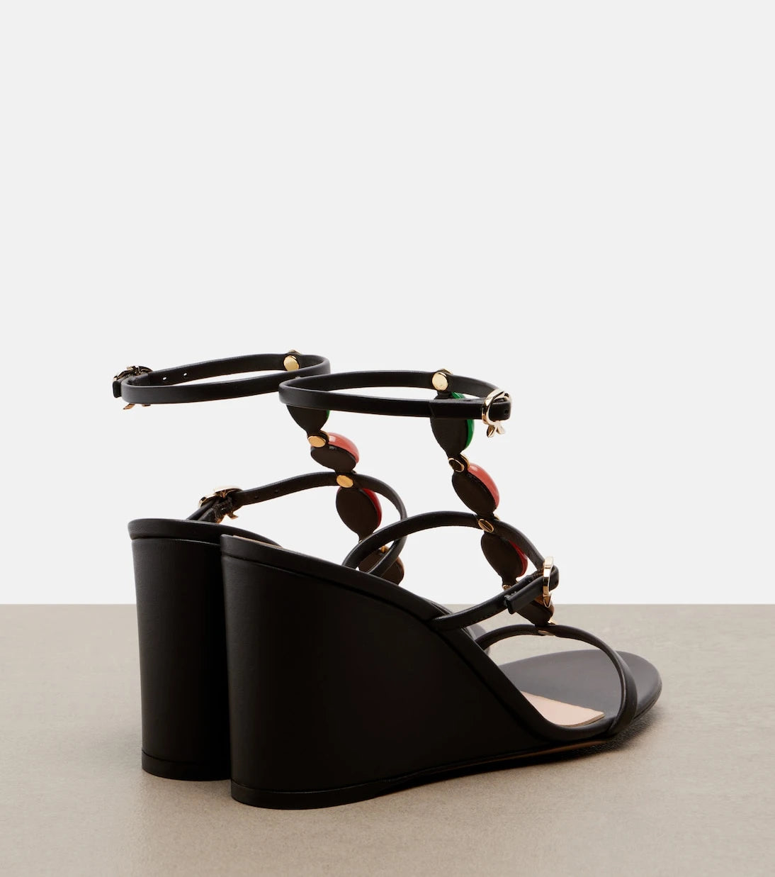 Gianvito Rossi - Embellished leather wedge sandals