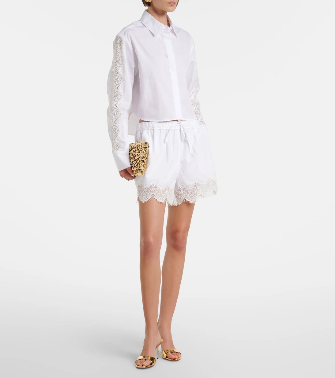Simkhai - Lace-trimmed cotton poplin shirt
